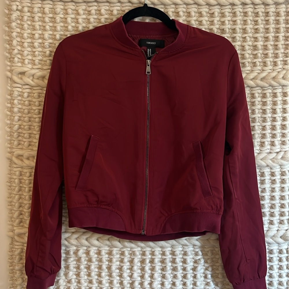 Forever 21 M Red Bomber Jacket